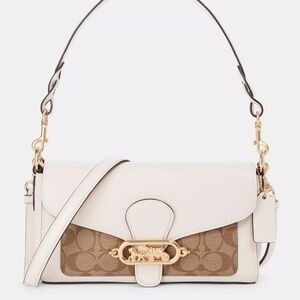Coach Jade Shoulder Bag With Signature Canvas Detail New